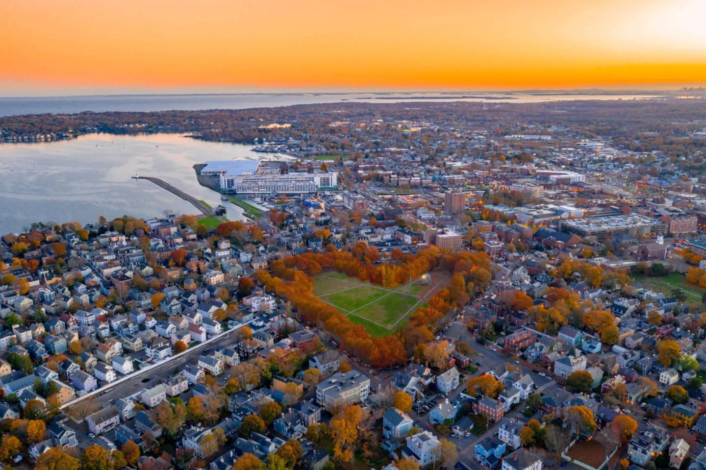 Aerial view of Salem Massachusetts in autumn, one of the best places to visit in the USA