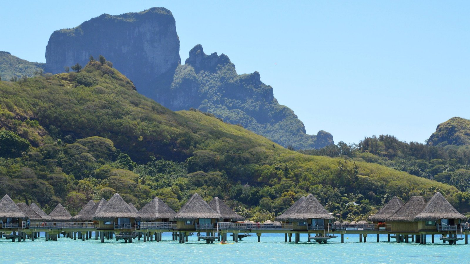 Four Seasons overwater bungalow representing the best resorts with private pools in Bora Bora